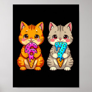 Affiche Chats Neko Mignons Kawaii 67 Drip Meme Drôle Six S