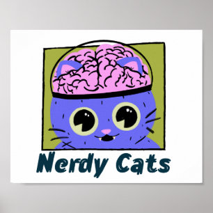 Affiche Chats Nerdy, Conception Cerveau