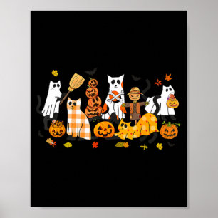 Affiche Chats noirs mignons fantôme Halloween Citrouille A