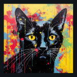 Affiche Chats Pop Art : Noir<br><div class="desc">Pop art chat noir abstrait</div>