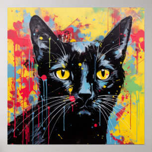 Affiche Chats Pop Art : Noir