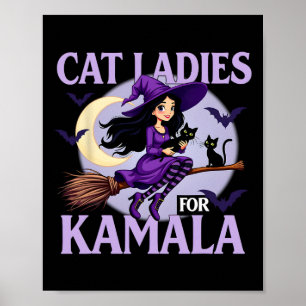 Affiche Chats Pour Harris 2024 Éffrayant Halloween sorches