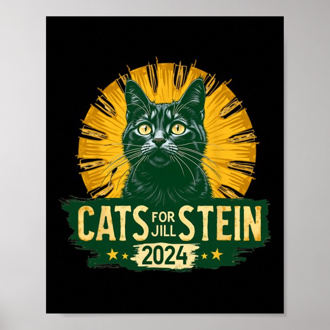 Affiche Chats Pour Jill Stein Pour Président 2024 Usa Gree (Devant)