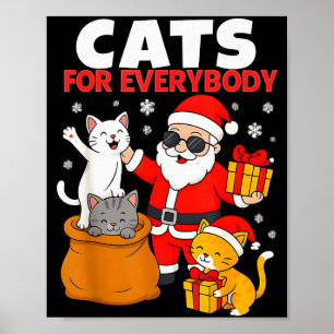 Affiche Chats pour tout le monde drôle de Noël Chat Xmas S