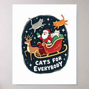 Affiche Chats pour tout le monde Noël Chat drôle Xmas Femm