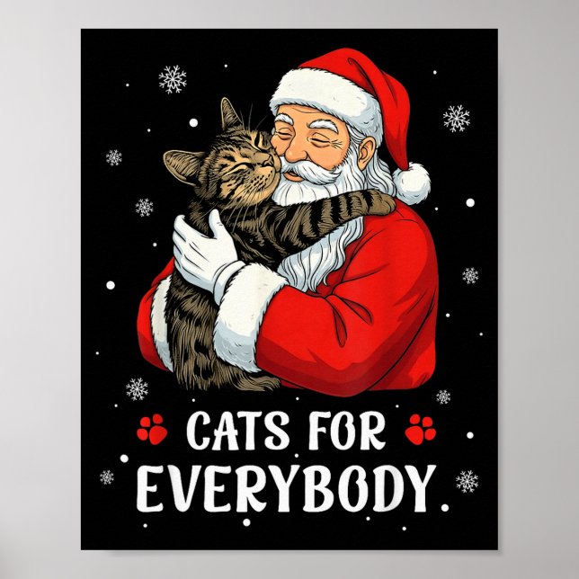 Affiche Chats pour tout le monde Santa Noël Drôle de chat  (Devant)