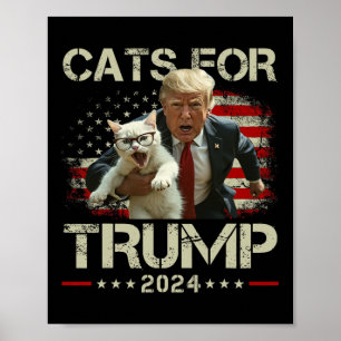Affiche Chats Pour Trump 2024 - Votez Drôle Pour Trump - C
