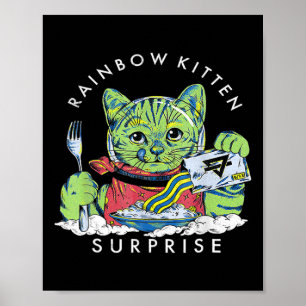 Affiche Chats Rainbow Kitten Surprise mignonne Manger Retr