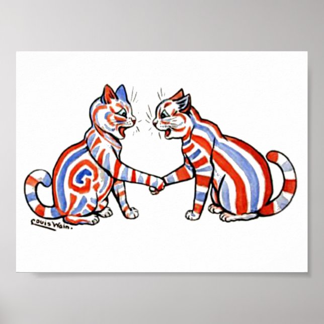 Affiche Chats rayés, Louis Wain, (Devant)