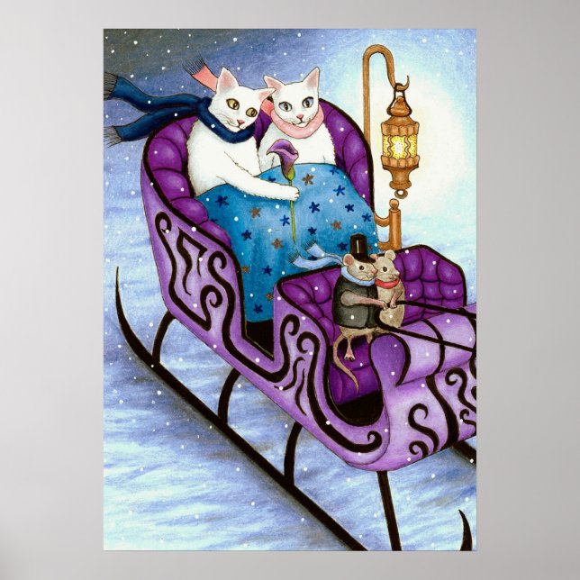 Affiche Chats sur Sleigh 444 Hiver (Devant)
