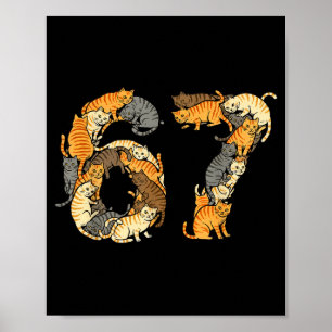 Affiche Chats tigrés drôles 6 7 Mème Six Sept Amour Chat d