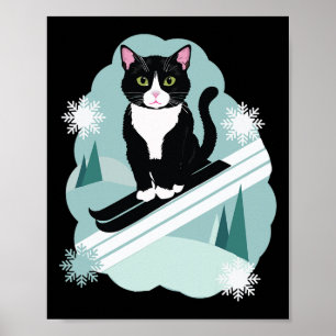 Affiche Chats Tuxedo Et Ventilateurs De Ski Hiver De Neige