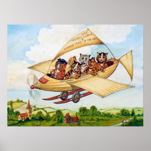 Affiche Chats volants, Louis Wain