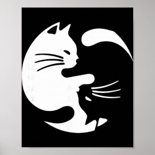 Affiche Chats Yin et Yang mignons amateur de yoga et de ch