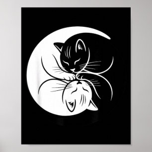 Affiche Chats Yin Yang Noir Et Blanc Amateur De Chats Mign