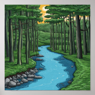 Affiche Chattahoochee River Géorgie Peinture