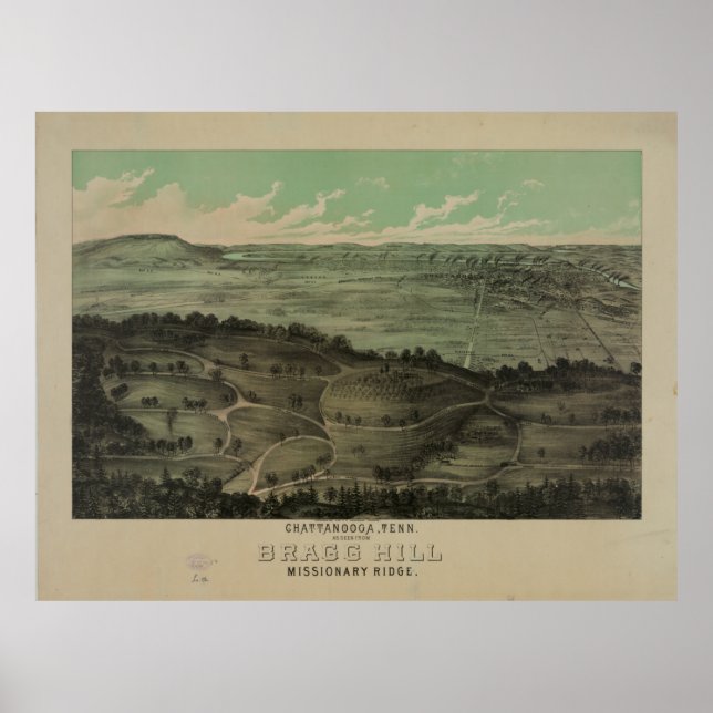 Affiche Chattanooga, Tenn. vu de Bragg Hill (1886) (Devant)
