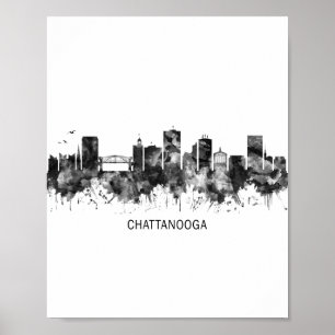 Affiche Chattanooga Tennessee Skyline BW