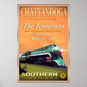 Affiche CHATTANOOGA Tennessee Southern Railway Voyage