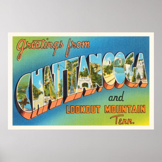 Affiche Chattanooga Tennessee TN Vintage voyage Souvenir (Devant)