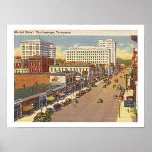 Affiche Chattanooga TN, Market St 1940s Vintage inspiré