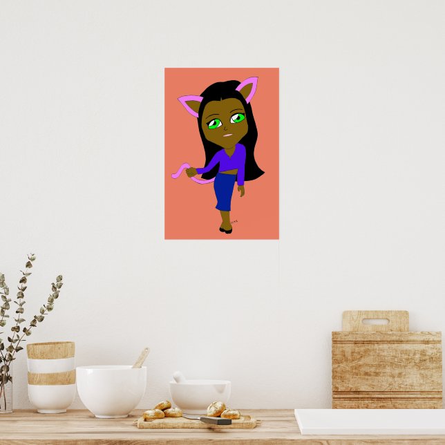 Affiche chatte chibi (Cuisine)