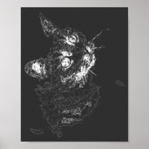 Affiche chatte esthétique abstraite fine ligne art moderne