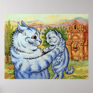 Affiche Chatte mère portant un chaton, Louis Wain