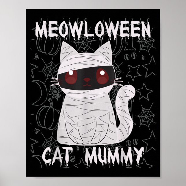 Affiche Chatte Noire Momie Halloween (Devant)