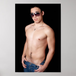 Affiche Chaud Guy En Jeans Lunettes de soleil Sexy Shirles
