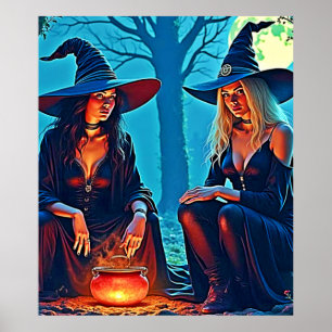 Affiche Chaudière ensorcelée des sorcières mystiques