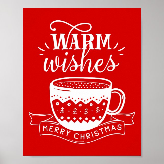 Affiche Chauds Coupe Chaude Café cacao Xmas Rouge Blanc (Devant)