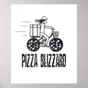 Affiche Chauffeur de livreur de pizza Blizzard à vélo