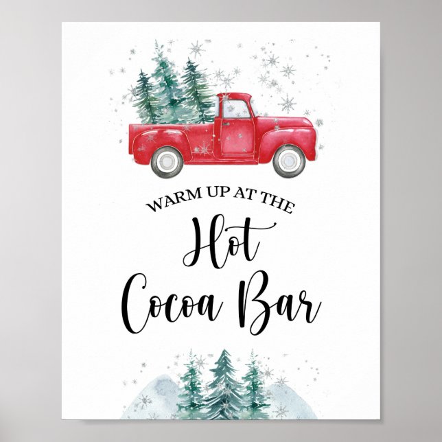 Affiche Chauffez-vous au Hot Cocoa Bar Sign Red Xmas Truck (Devant)