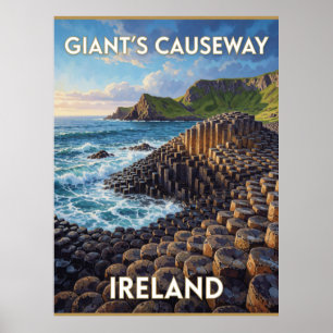 Affiche Chaussée des Géants Irlande Paysage de roches hexa