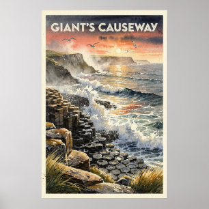 Affiche Chaussée du Géant Irlande du Nord Voyage Rétro