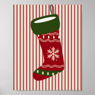 Affiche Chaussette de Noël rouge