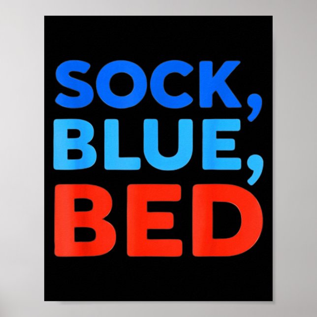 Affiche Chaussette Lit Bleu Mème Drôle  (Devant)
