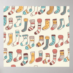 Affiche Chaussettes Doodle mignonnes : Simplicité scandina