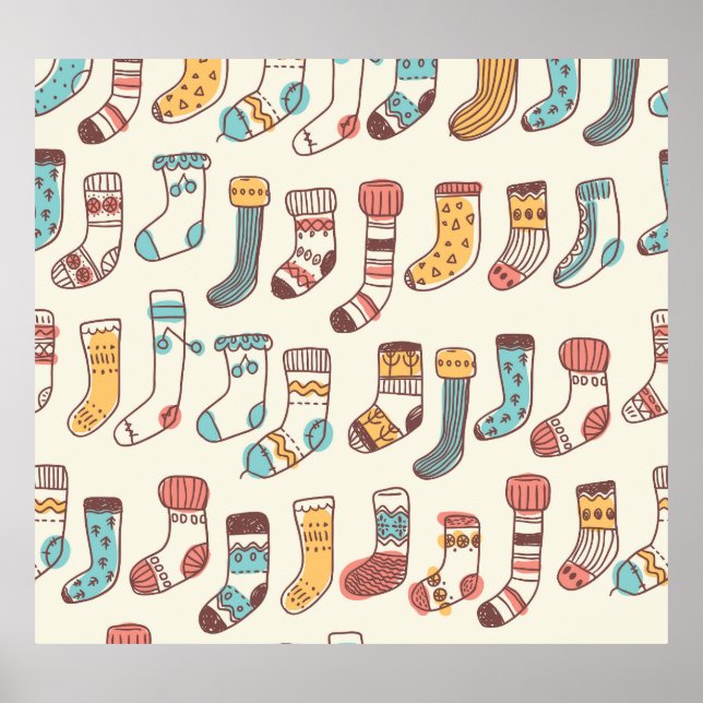 Affiche Chaussettes Doodle mignonnes : Simplicité scandina (Devant)