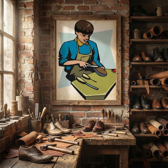 Affiche Chaussure de réparation Cobbler Vintage Shoemaker (Créateur téléchargé)