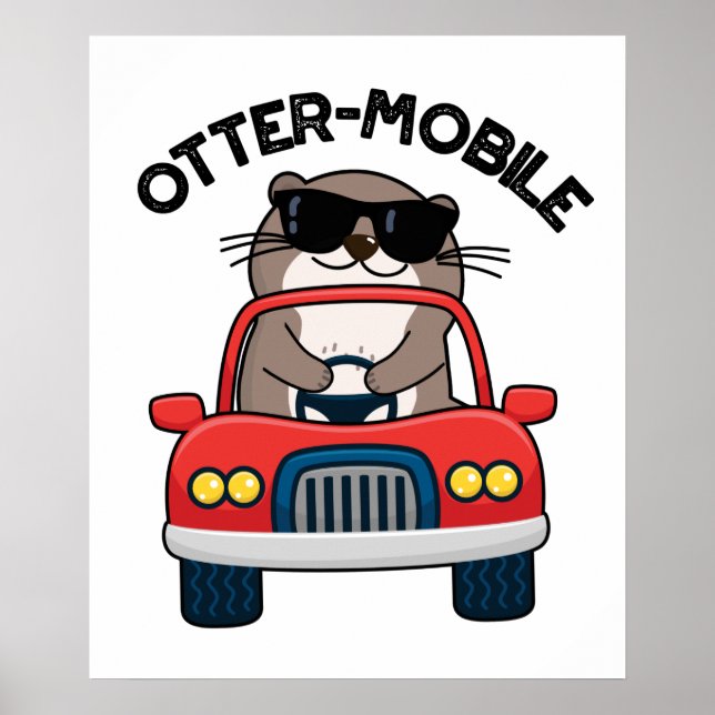 Affiche Chaussure de voiture animal drôle Otter-mobile (Devant)
