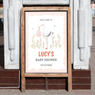 Affiche Chaussure rose Aquarelle Bébé fille Douche