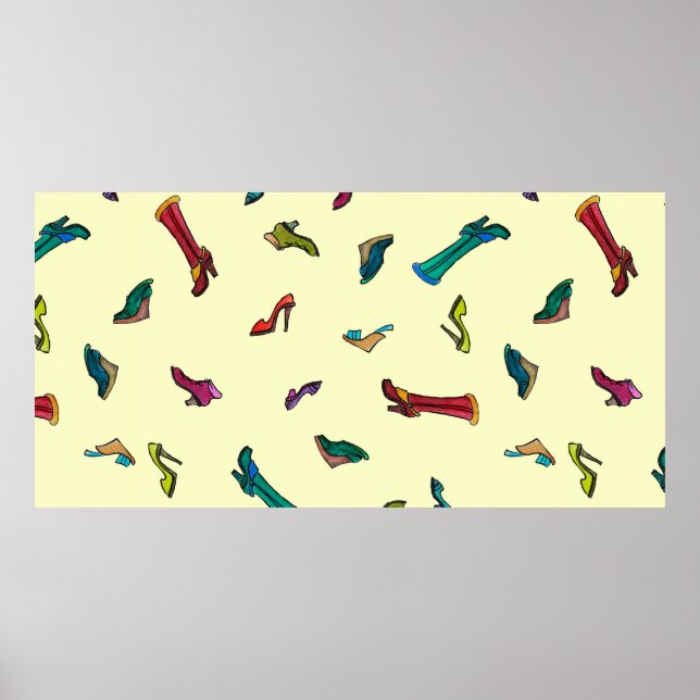 Affiche Chaussures aquarelle motif transparent (Devant)