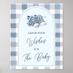 Affiche Chaussures Bébé Bleues Gingham Booties Laissez Vos