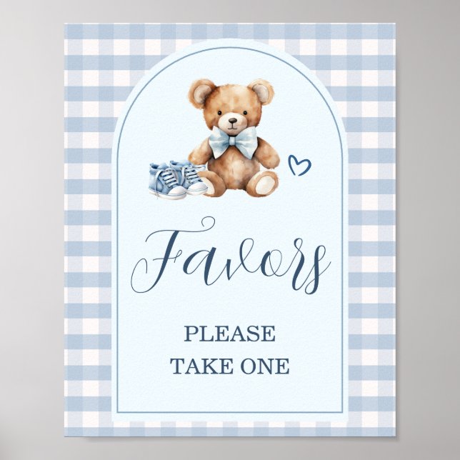 Affiche Chaussures de Bébé Ours Favors de Baby Shower à Ca (Devant)