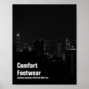 Affiche Chaussures de confort en vue de nuit à Hong Kong