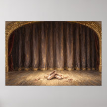 Chaussures de pointes de ballet avant le rideau