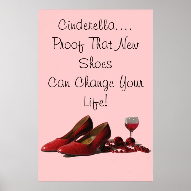 Affiche Chaussures Red High Heel et vin rouge (Devant)