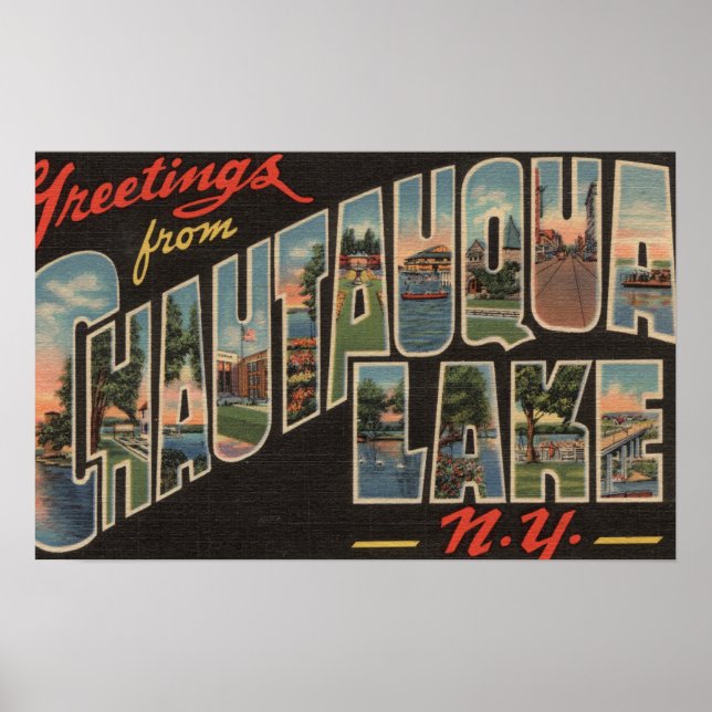 Affiche Chautauqua Lake - Large Letter Scenes (Devant)